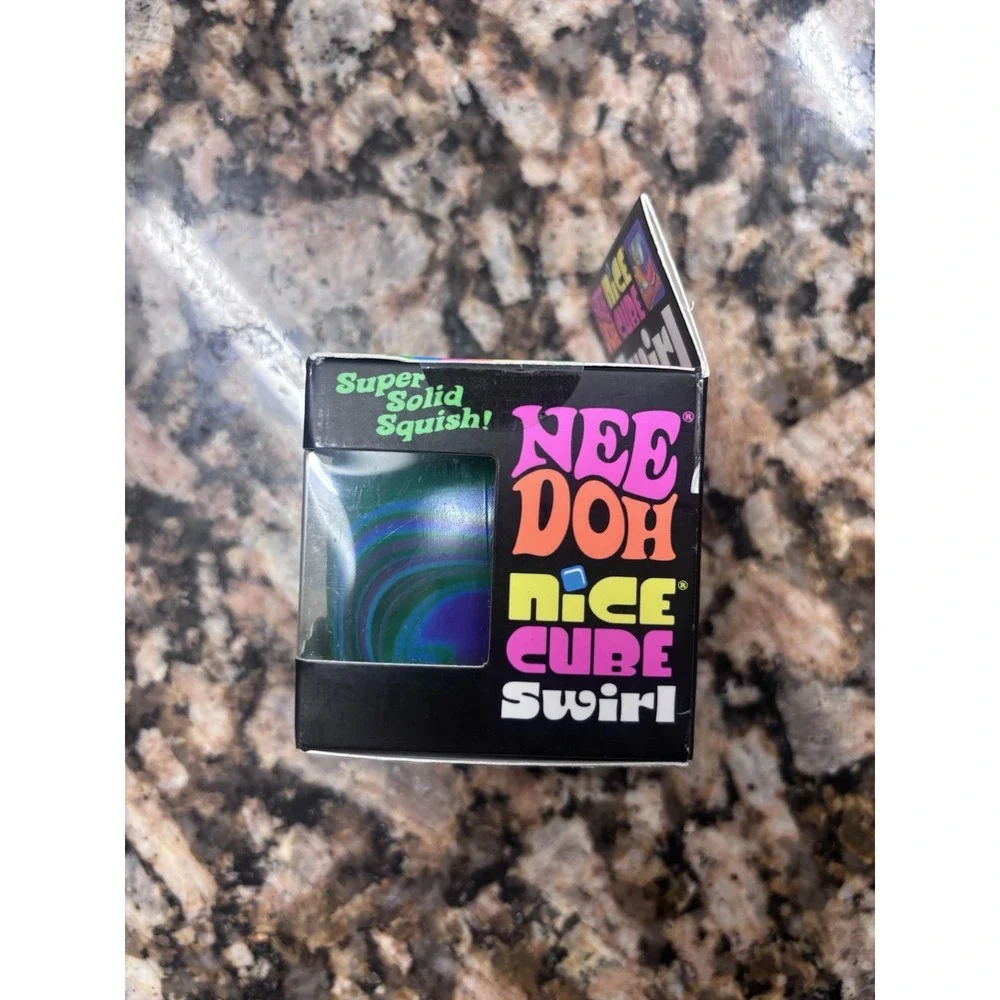 GREEN/PURPLE/BLUE - Schylling NeeDoh Nice Cube - SWIRL - Super Solid Squish